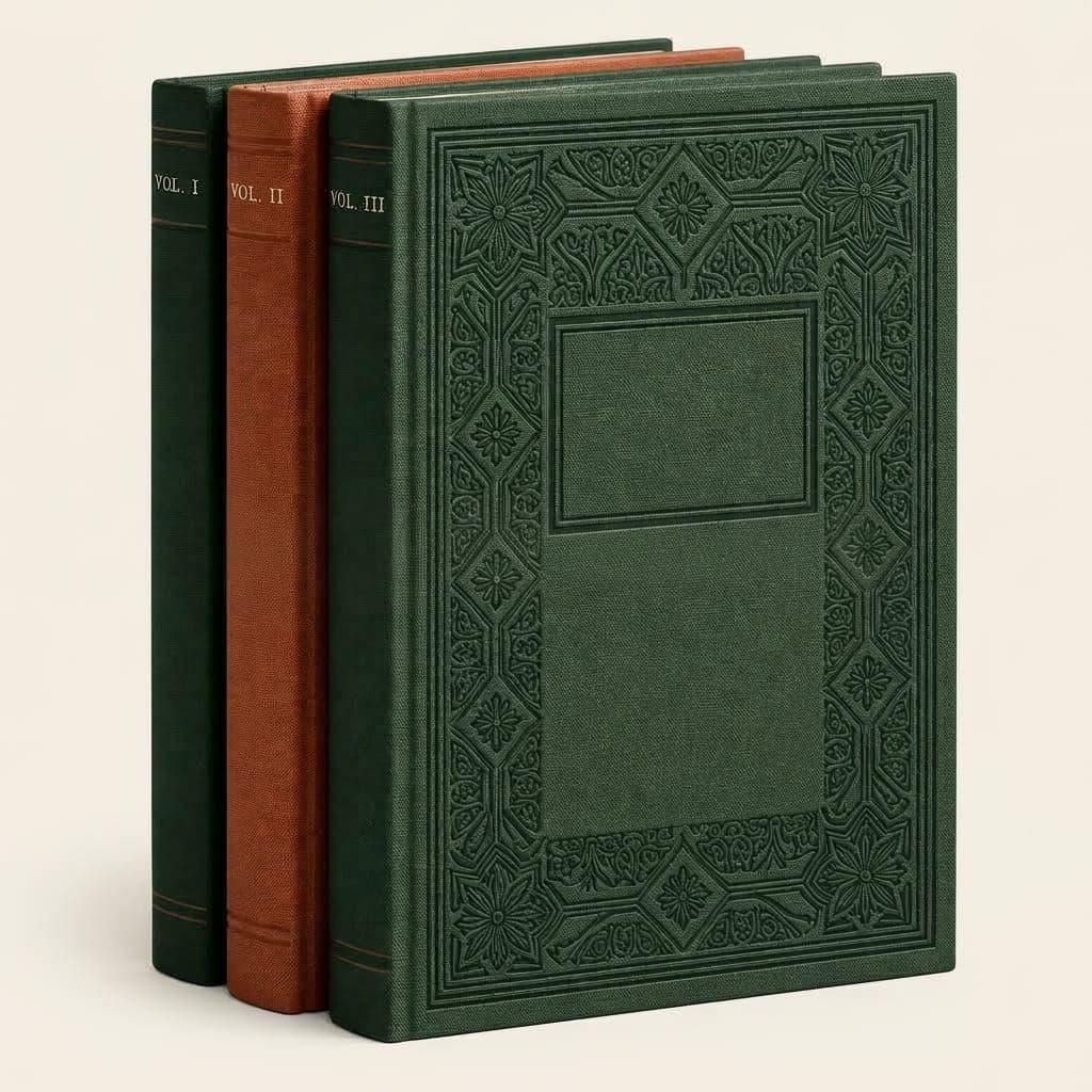 Three ornate, cloth-bound books